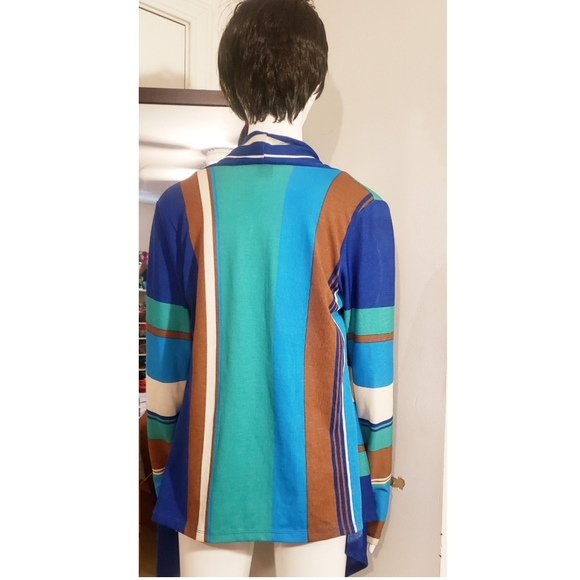 Multicolor Stripe Cape Knit Top Size M - Picture 2 of 3